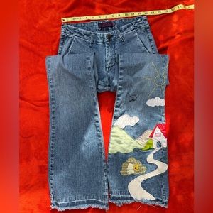 Vintage y2k Miss Vigoss cottage embroidered jeans size 3/4 Rare